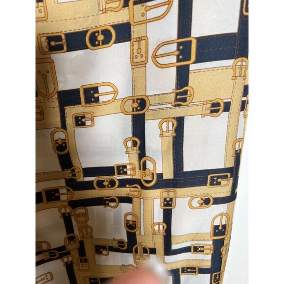 Vintage Scarf Gold And Navy Belts And Buckles Print approximately 28 X 76” - Picture 3 of 3
